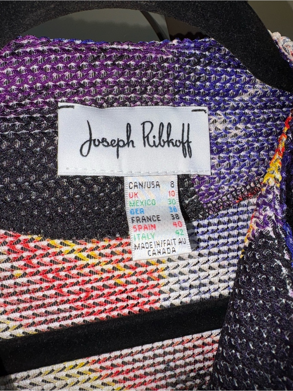 Joseph Ribkoff Multicolor Abstract Print Open Weave Jacket Size 8 Art to Wear - Picture 3 of 15